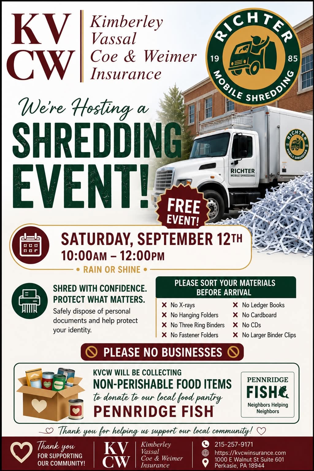 shred event kvcw perkasie office